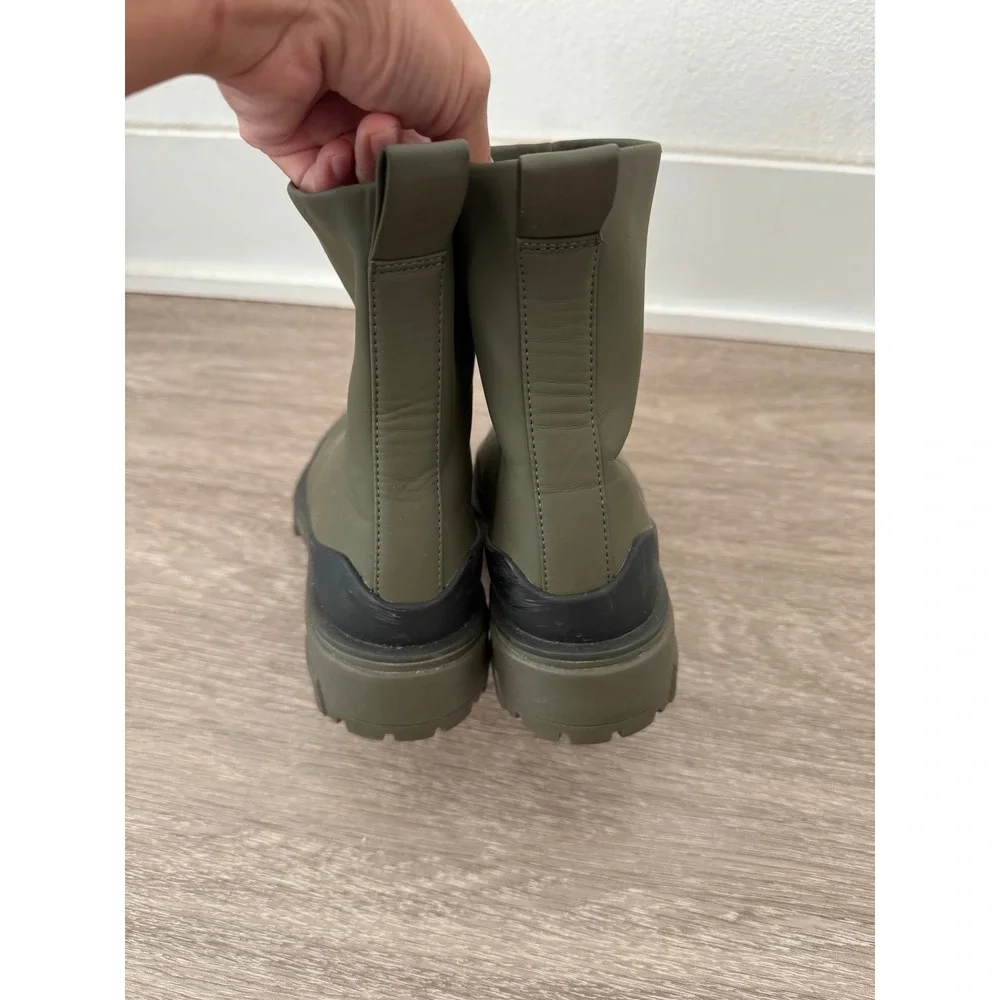 Rag & Bone Shiloh Sport Boots Olive Green Rubber Lug Sole Ankle Boots 38.5